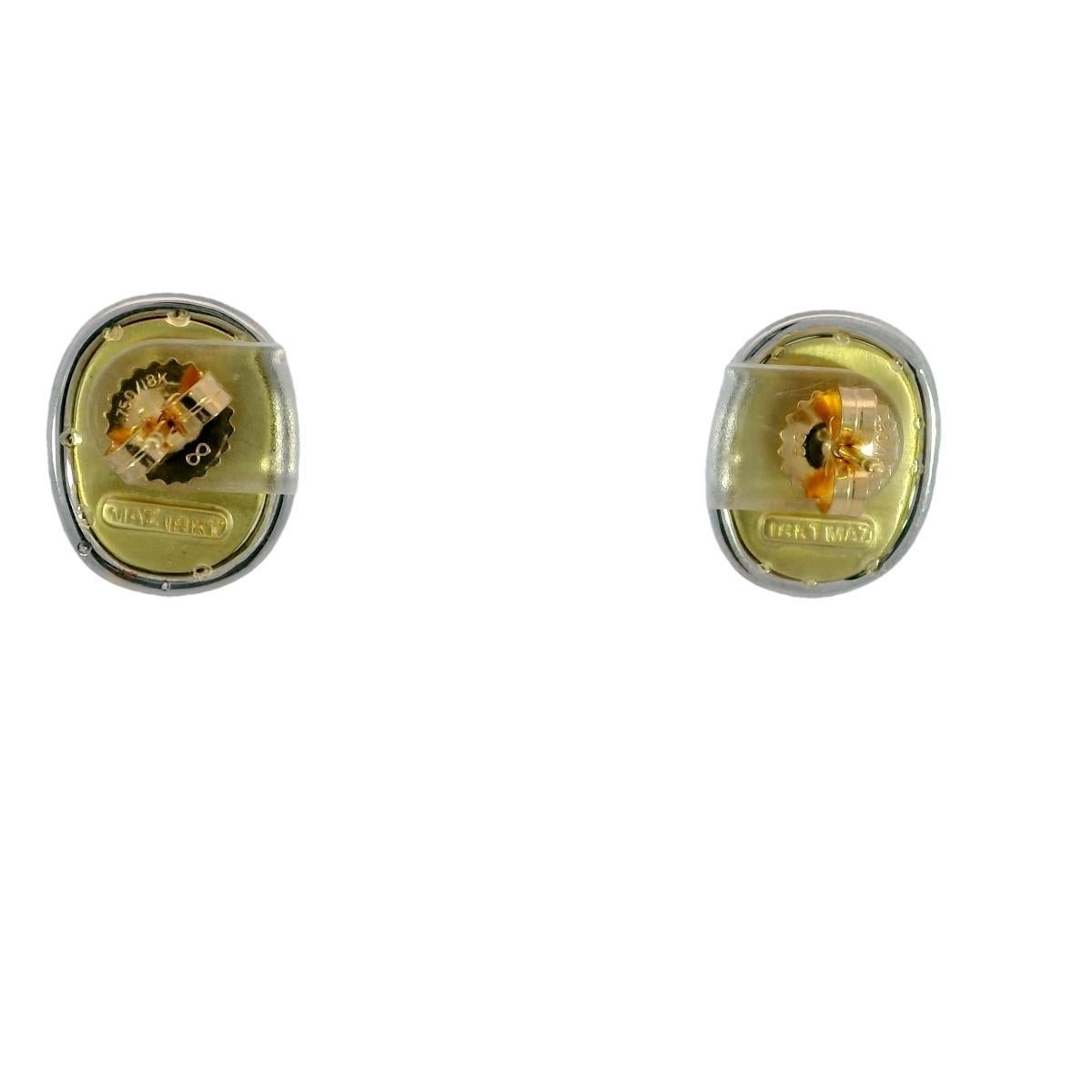 Clous d'oreilles pièce de créateur en or jaune 18 carats et diamants par MAZ Excellent état - En vente à Fairfield, CT