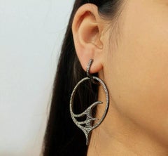 Designer Diamond Hoop Earring in 925 Sterling Silver