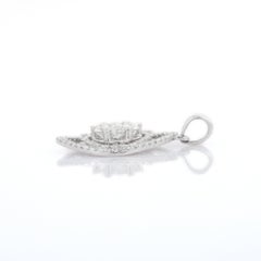 Designer Diamond Marquise Cut Floral Pendant in 18K Solid White Gold