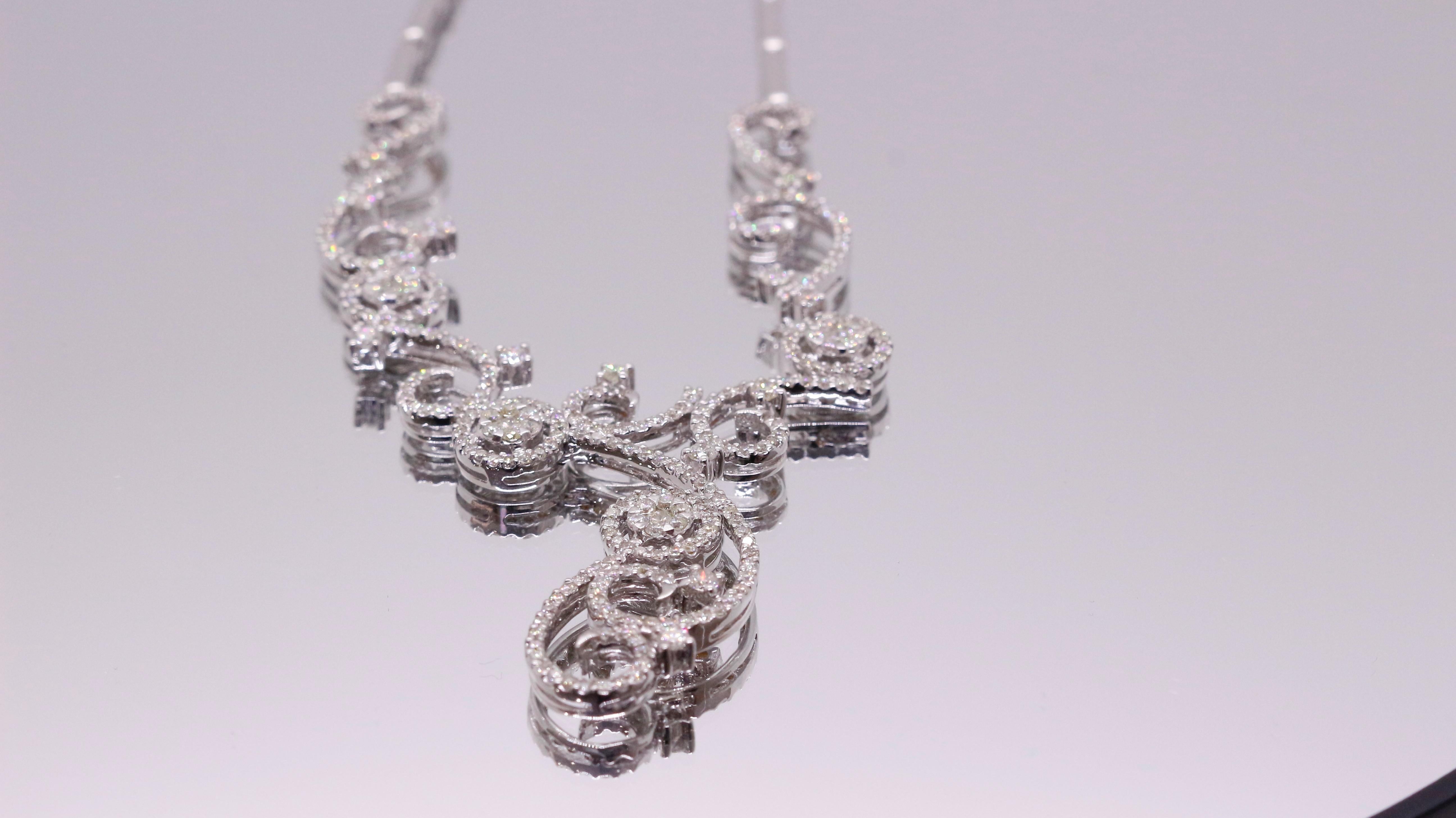 Half Moon Cut Designer Diamond Necklace For Sale