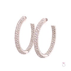 Designer Diamond Pave' 18 Karat Hoop Earrings, 1.50 Carat