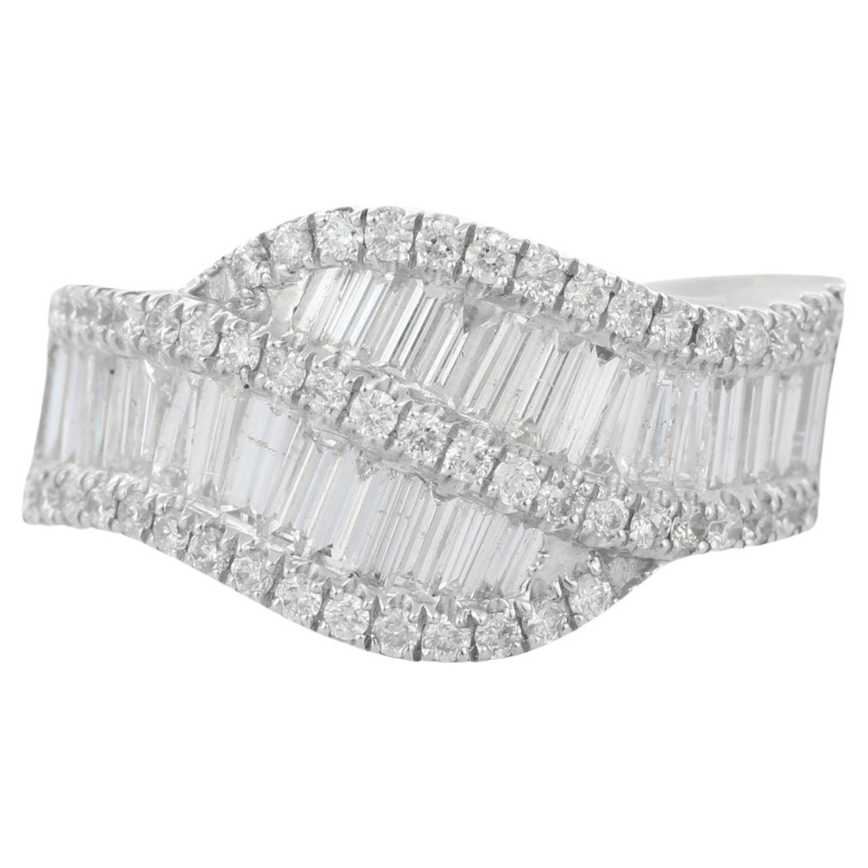 Designer Diamond Wedding Ring in 18K Solid White Gold