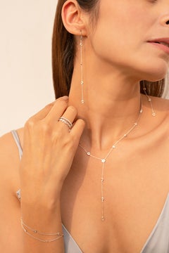 Orecchini pendenti a spalla con diamante firmati in oro bianco massiccio 14k