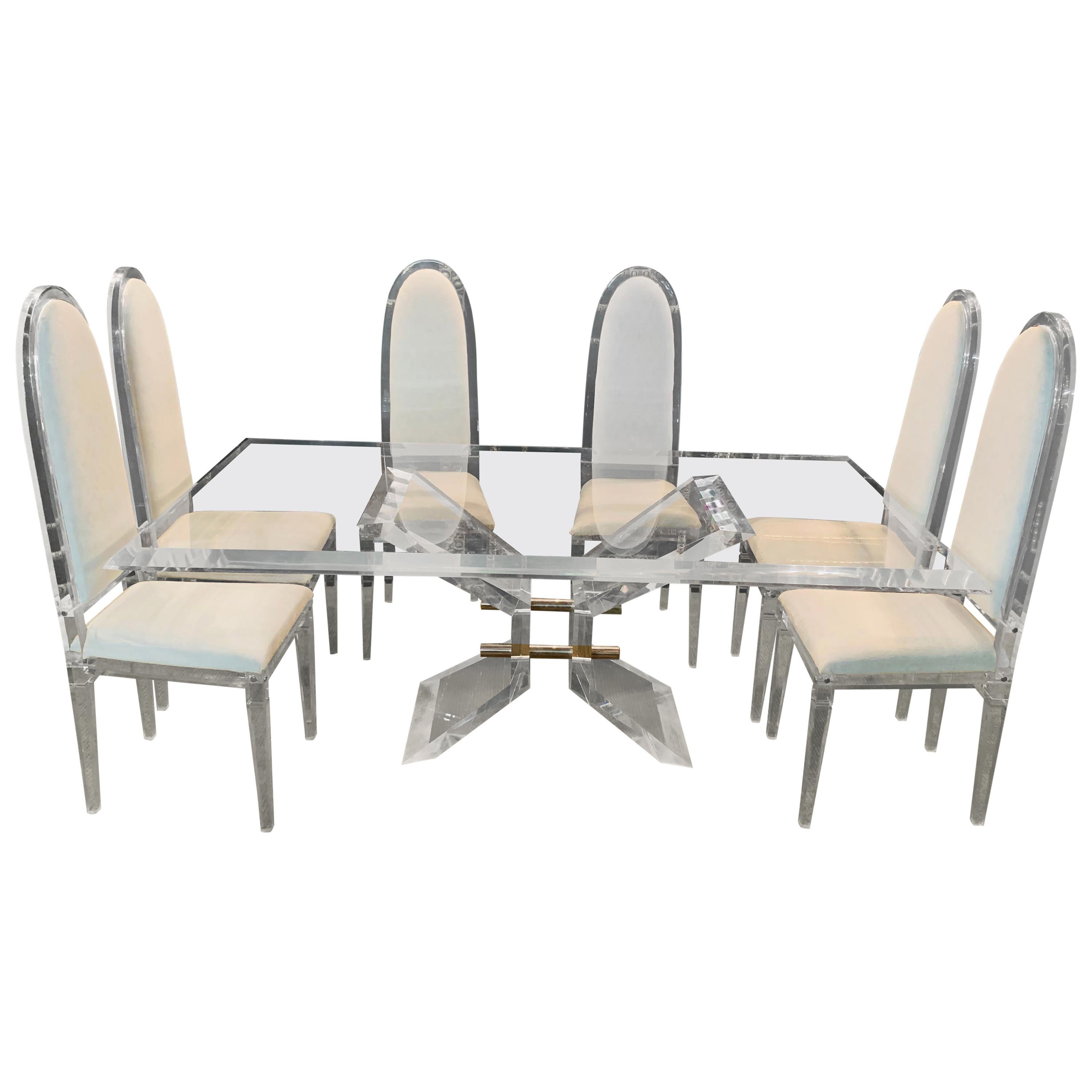 Designer Dining Table Acrylic Plexiglass Solid Dining Room Table with Chairs