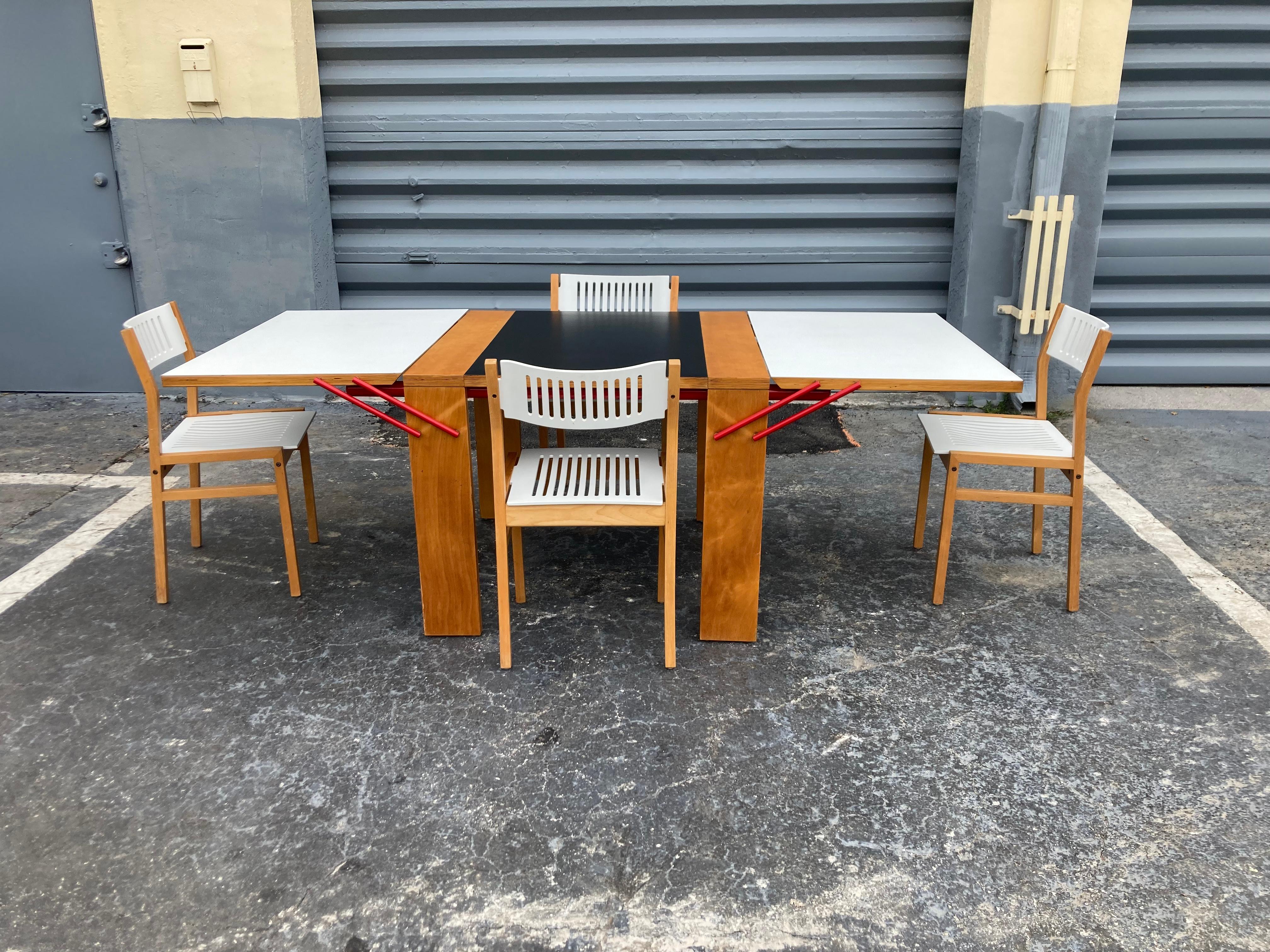 Designer Dining Table, Plywood, Red For Sale 6