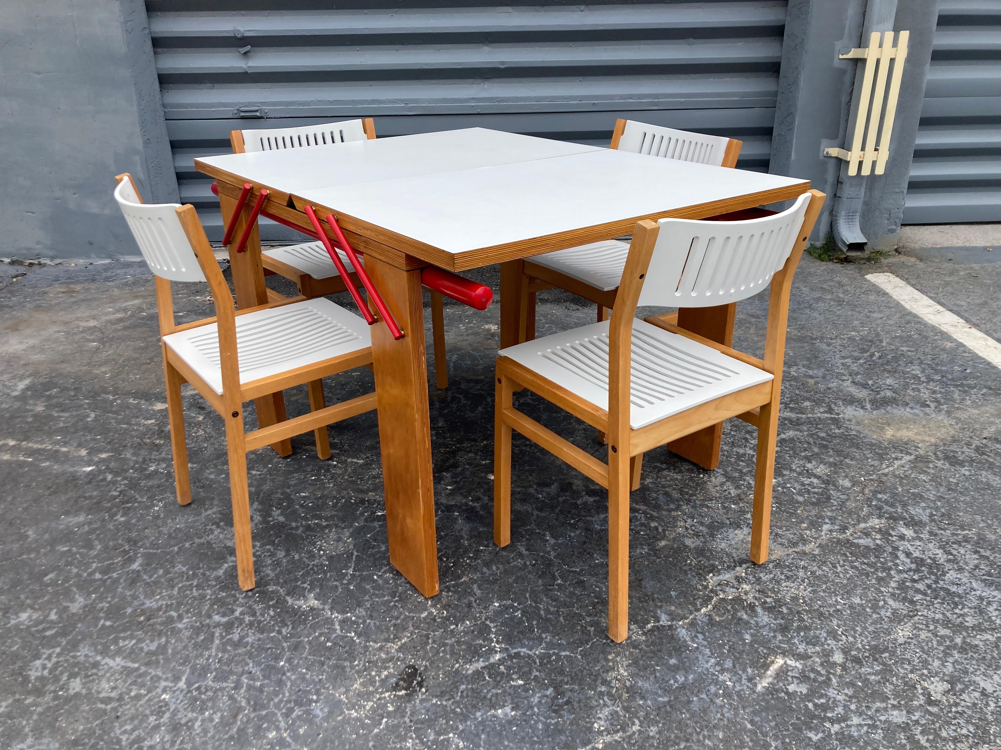 Designer Dining Table, Plywood, Red For Sale 7