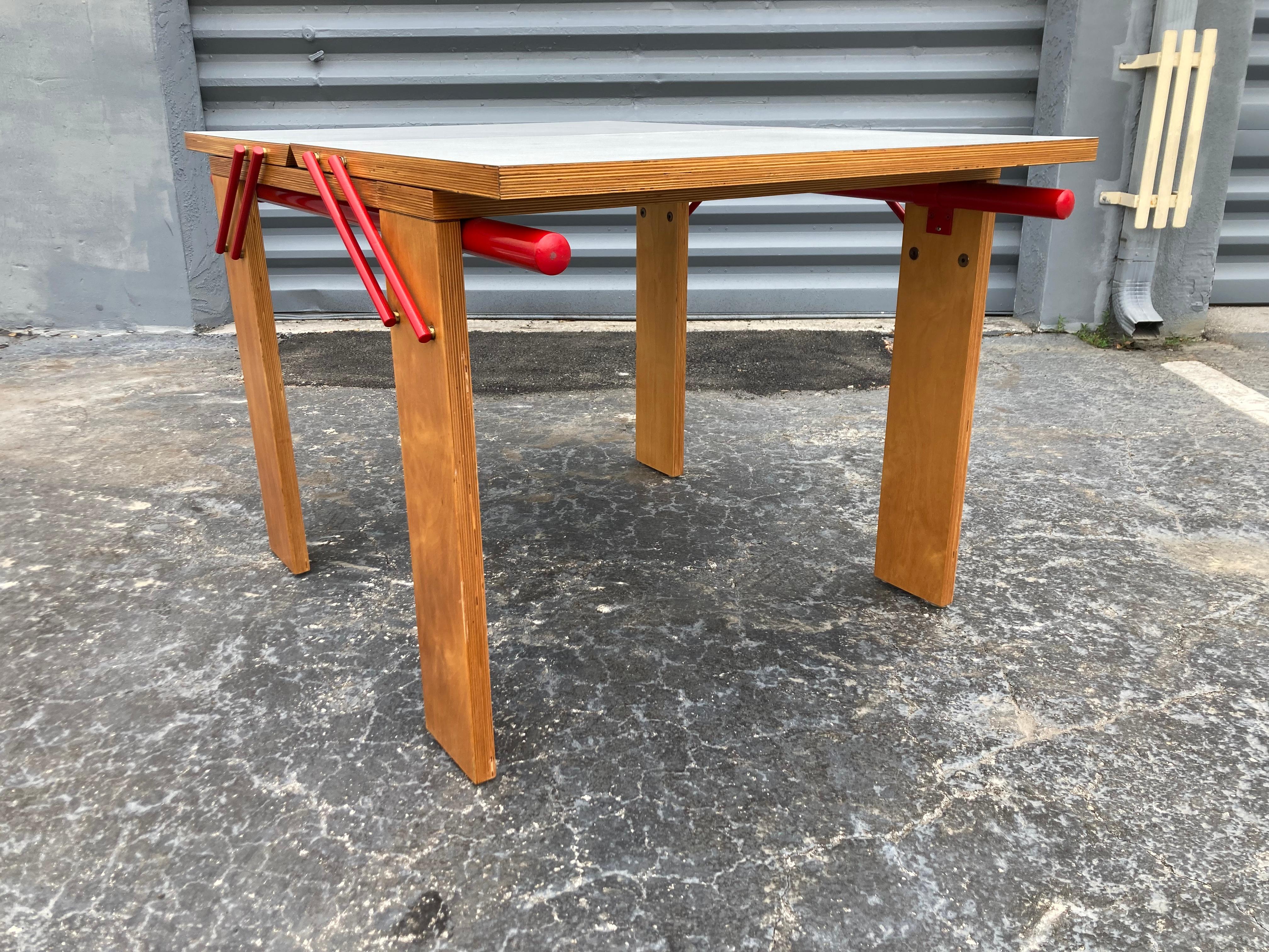 Designer Dining Table, Plywood, Red For Sale 8