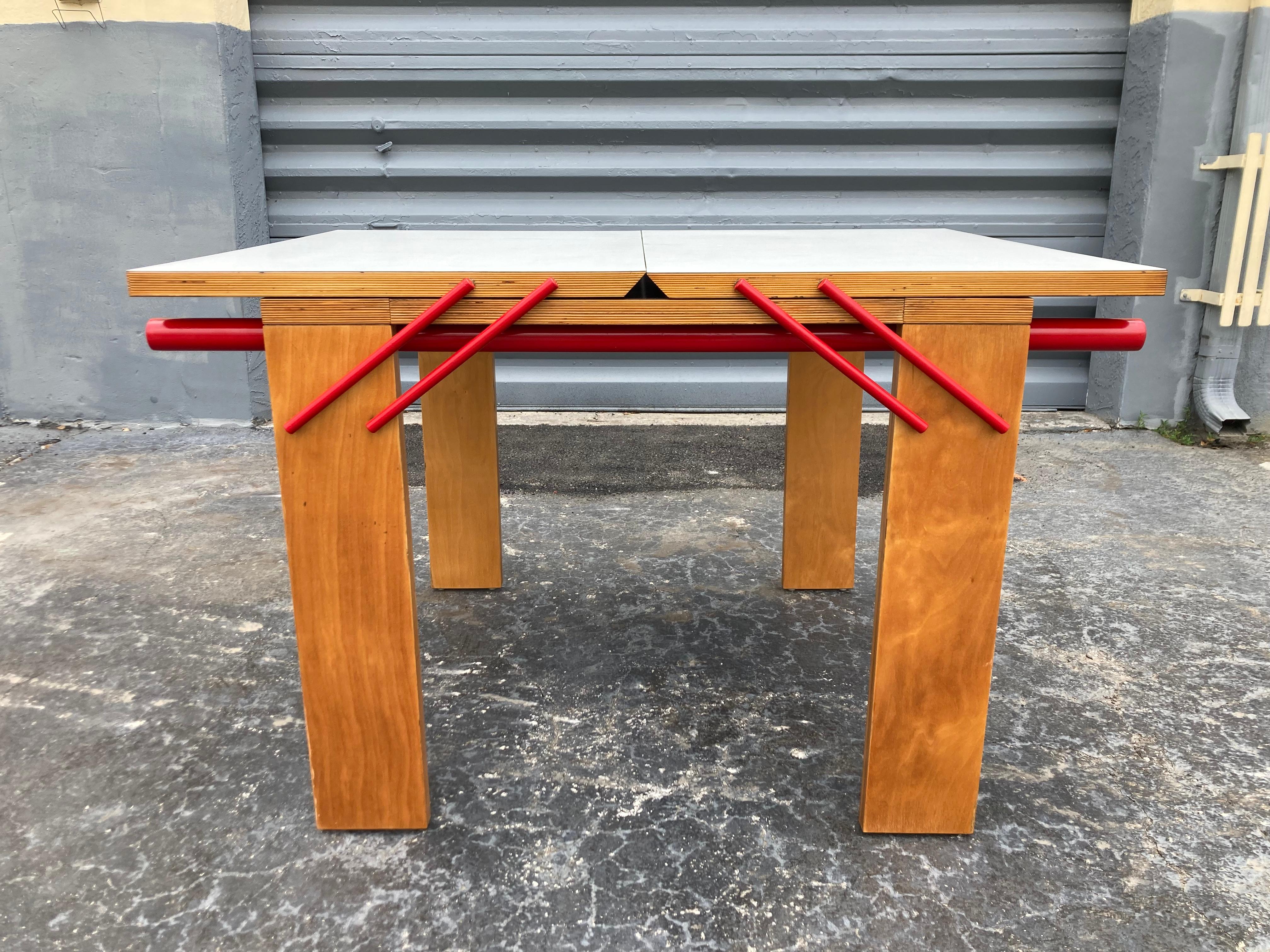 Designer Dining Table, Plywood, Red For Sale 9