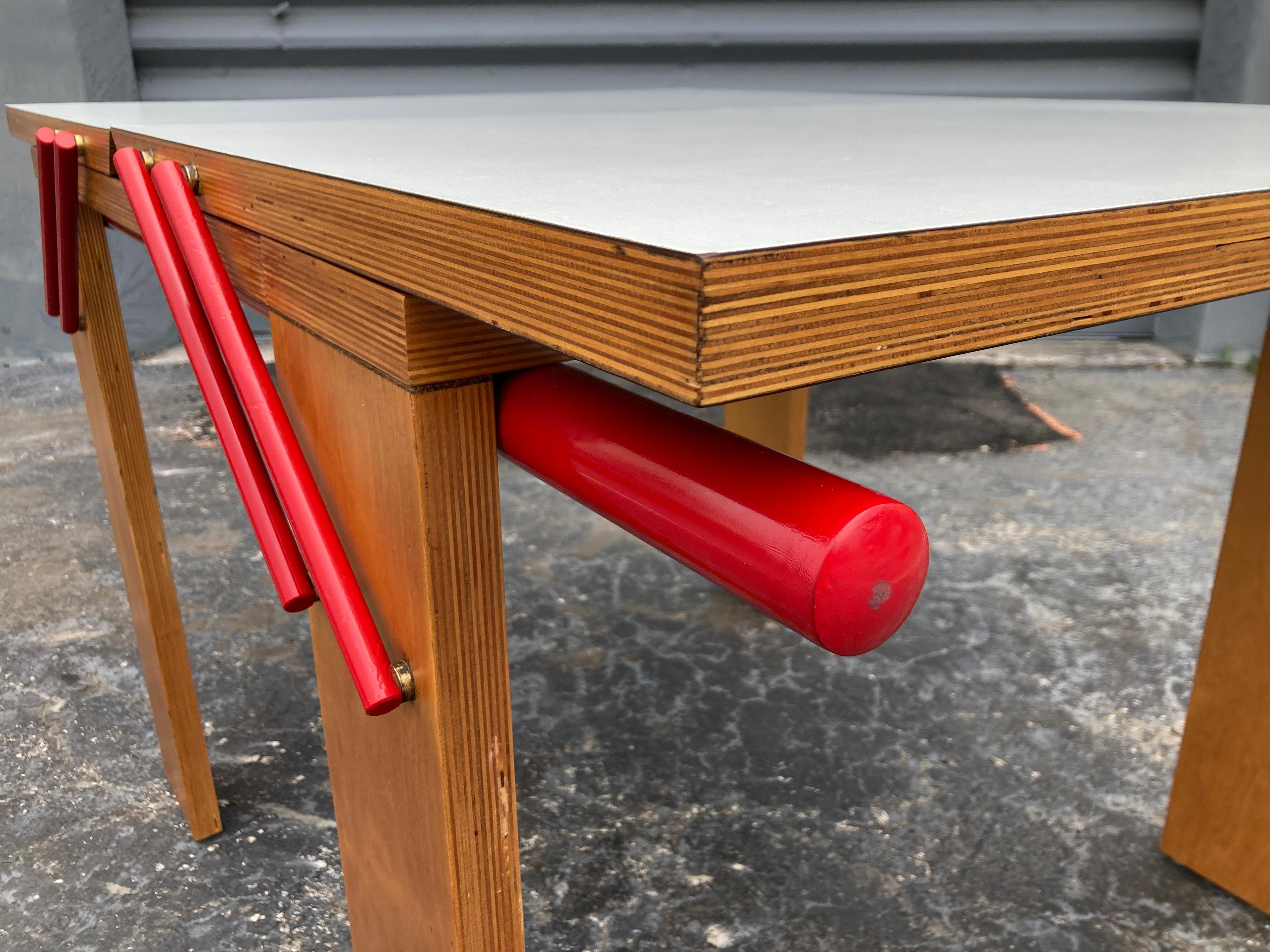 Table de salle à manger design, contreplaqué, rouge 11