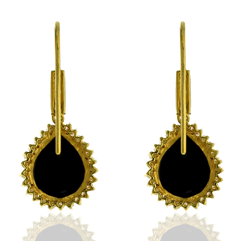 Moderno Orecchino di design a goccia con ematite e diamanti in oro giallo 18 carati in vendita
