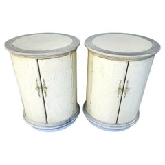 Designer Drum Side Tables Bedside Pair