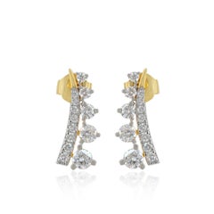 Designer Earring Solid 14k Yellow Gold Natural Diamond Studs Earring Jewelry