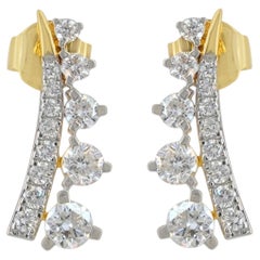 Designer Earring Solid 14k Yellow Gold Natural Diamond Studs Earring Jewelry