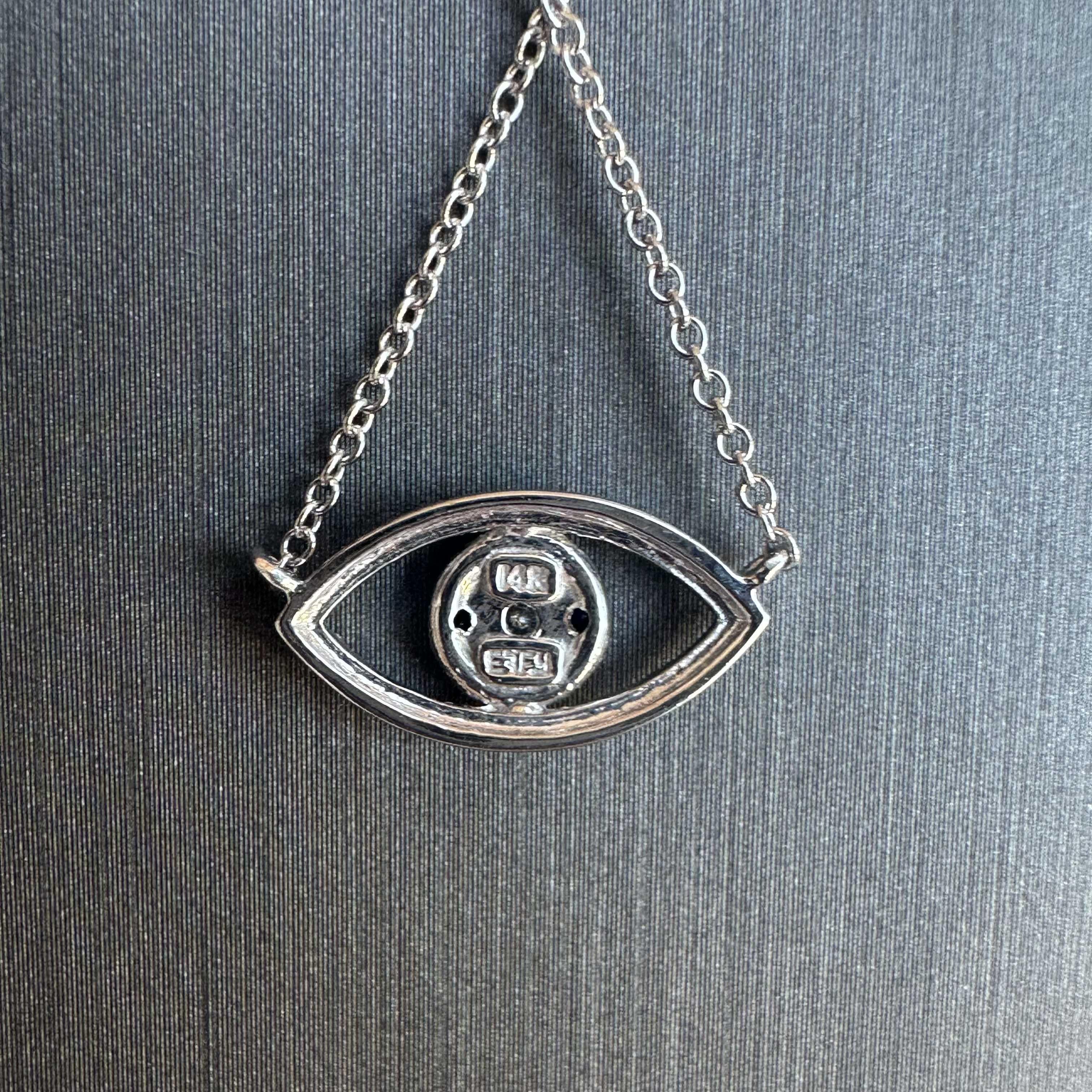 Designerin Effy 14kt Weißgold Evil Eye Halskette - 0,17ctw Saphire, 0,17ct Dia im Zustand „Neu“ in West Hempstead, NY