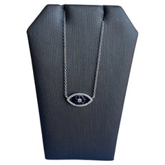 Designerin Effy 14kt Weißgold Evil Eye Halskette - 0,17ctw Saphire, 0,17ct Dia
