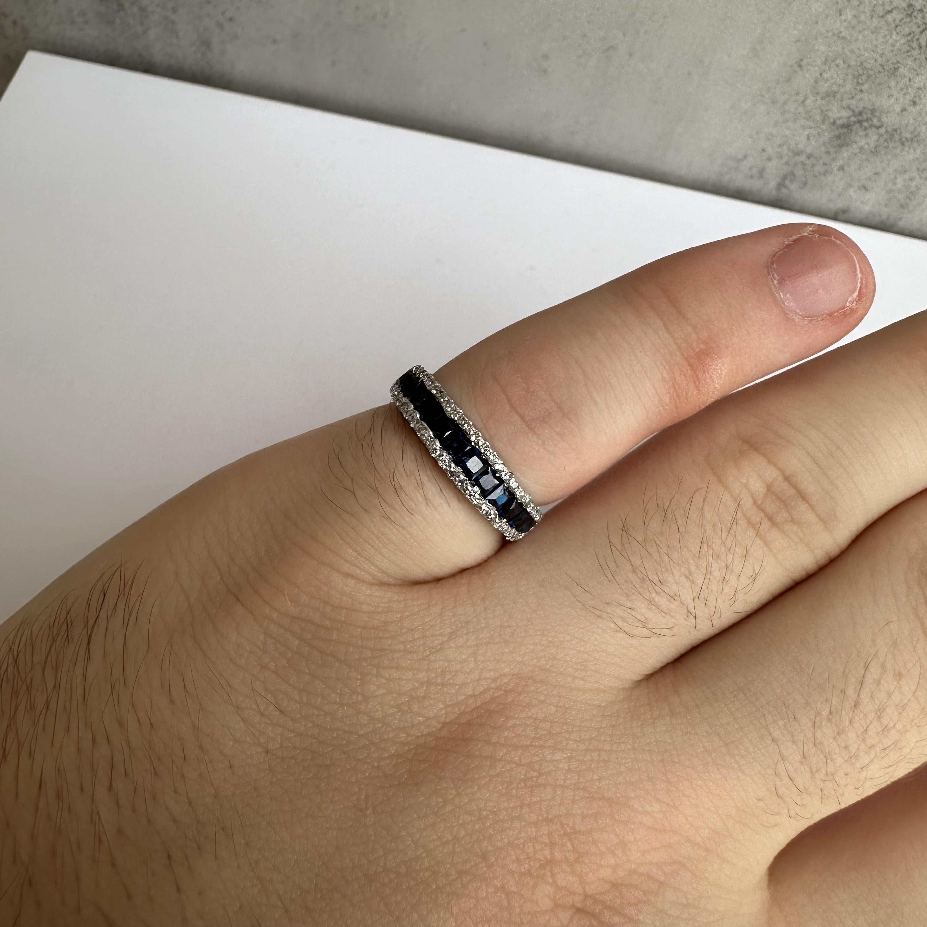 Women's Designer Effy 14kt White Gold Sapphire & Diamond Ring - New with Tag, Size 6 For Sale