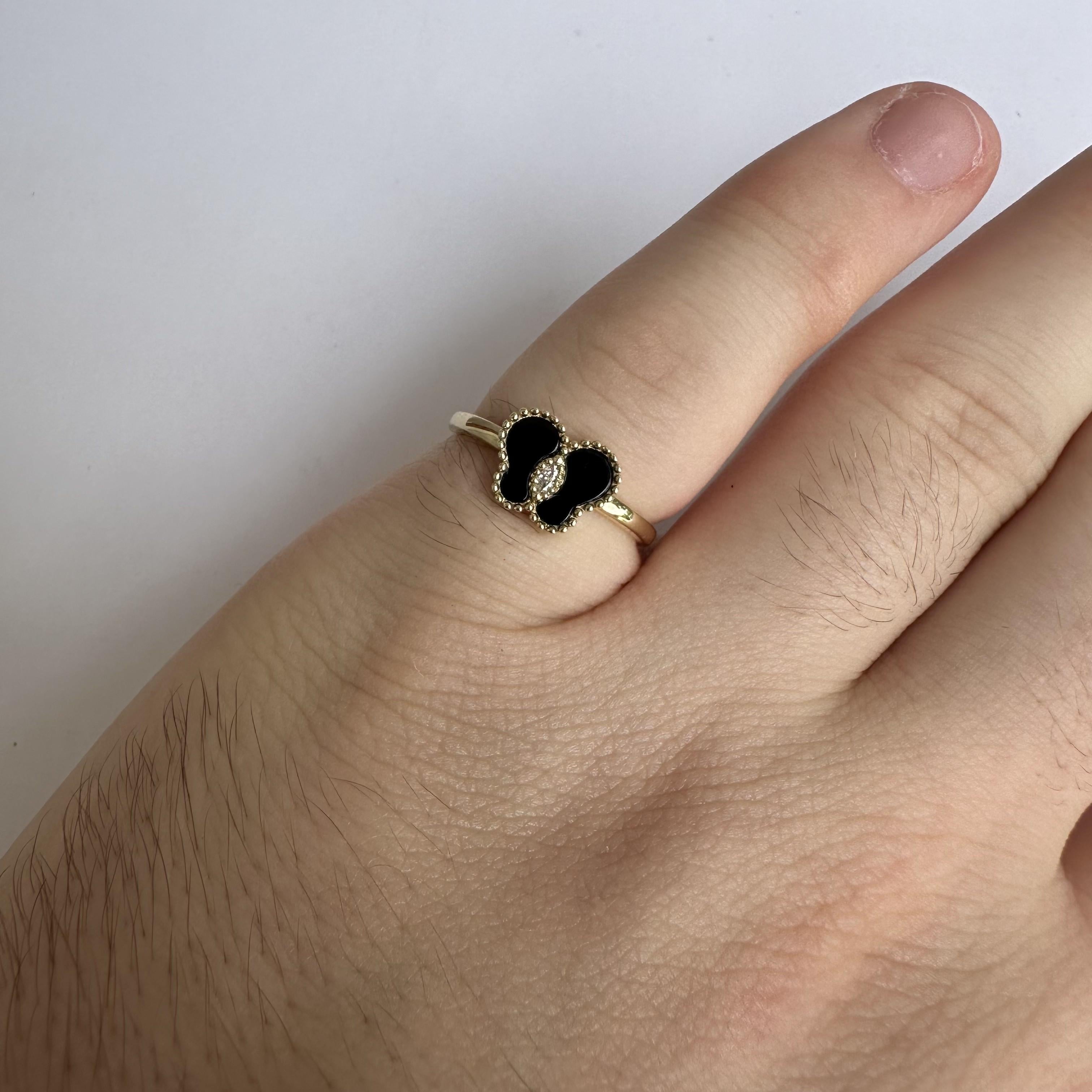 Women's Designer Effy 14kt Yellow Gold Diamond & Onyx Butterfly Ring - New with Tag