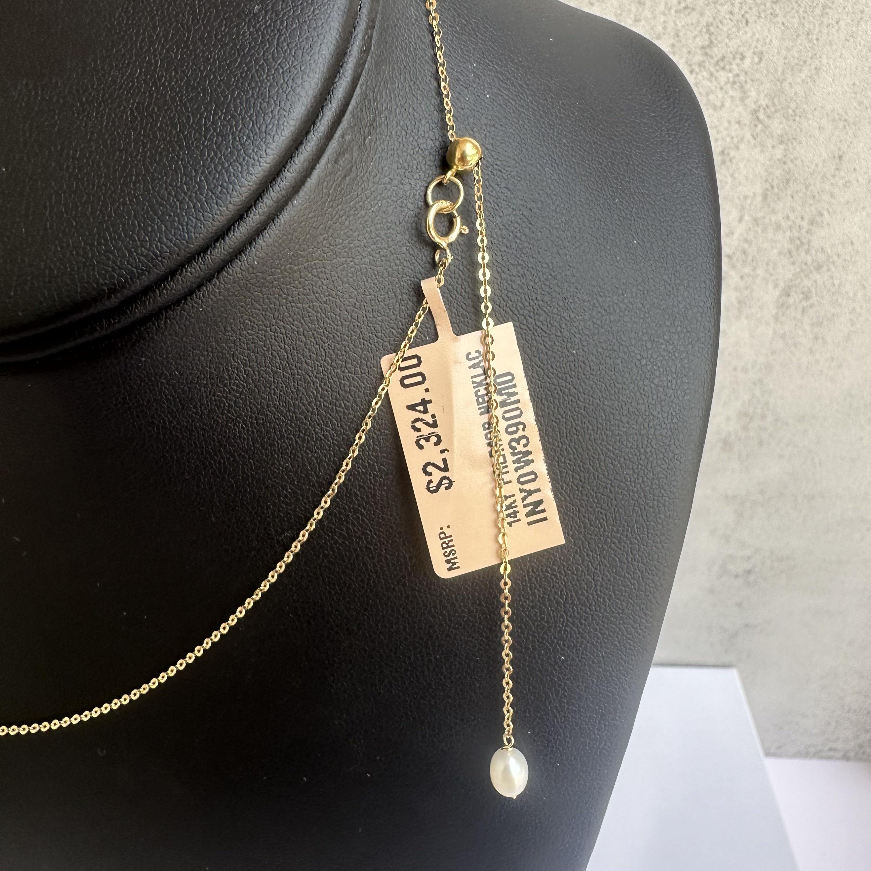 Modern Designer Effy 14kt Yellow Gold Pearl and MOP Necklace - Adjustable, New