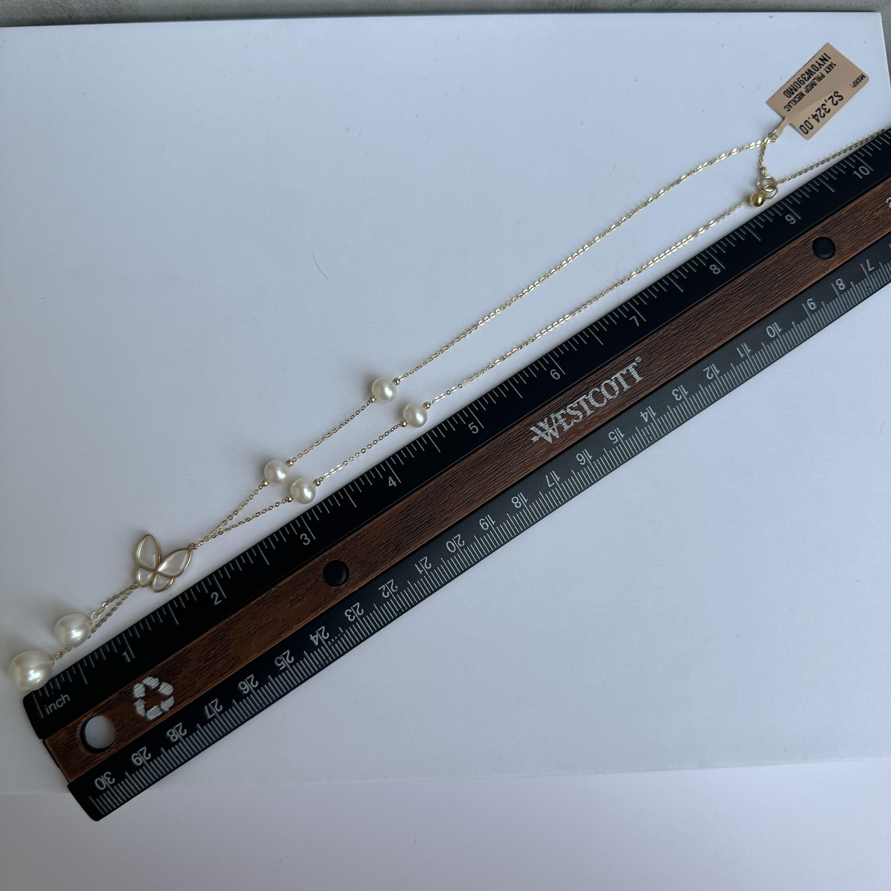 Designer Effy 14kt Yellow Gold Pearl and MOP Necklace - Adjustable, New In New Condition In West Hempstead, NY