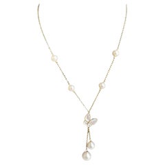 Designer Effy 14kt Gelbgold Perle und MOP Halskette - Verstellbar, neu mit Etikett