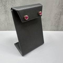 Designer Effy Bezel Ruby Stud Earrings in 18kt Rose Gold – 1.14ctw Round Rubies