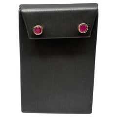 Designer Effy Bezel Ruby Stud Earrings in 18kt Rose Gold – 1.14ctw Round Rubies