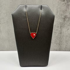 Designer Effy Diamond Enamel Heart Necklace 14kt Yellow Gold NWT