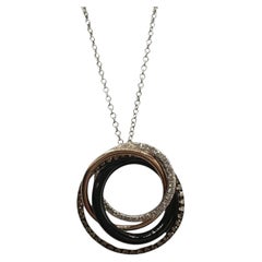 Designer Effy Diamond Onyx Circle Necklace 14kt Two Tone Gold 0.53ctw