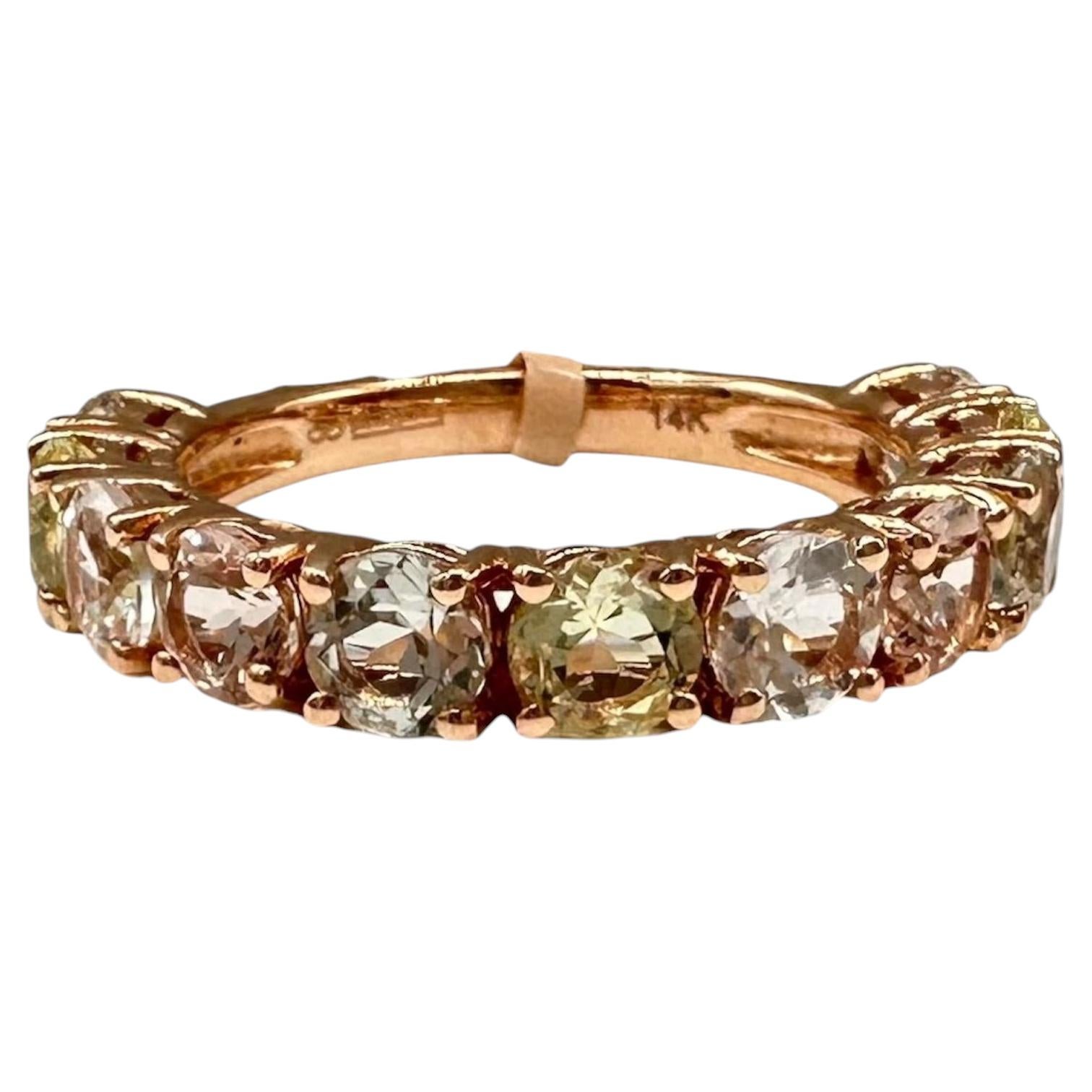 Designer-Ring „Effy“ mit mehrfarbigen Edelsteinen, 14 Karat Roségold, 2,95 Karat Gesamtgewicht, originalverpackt