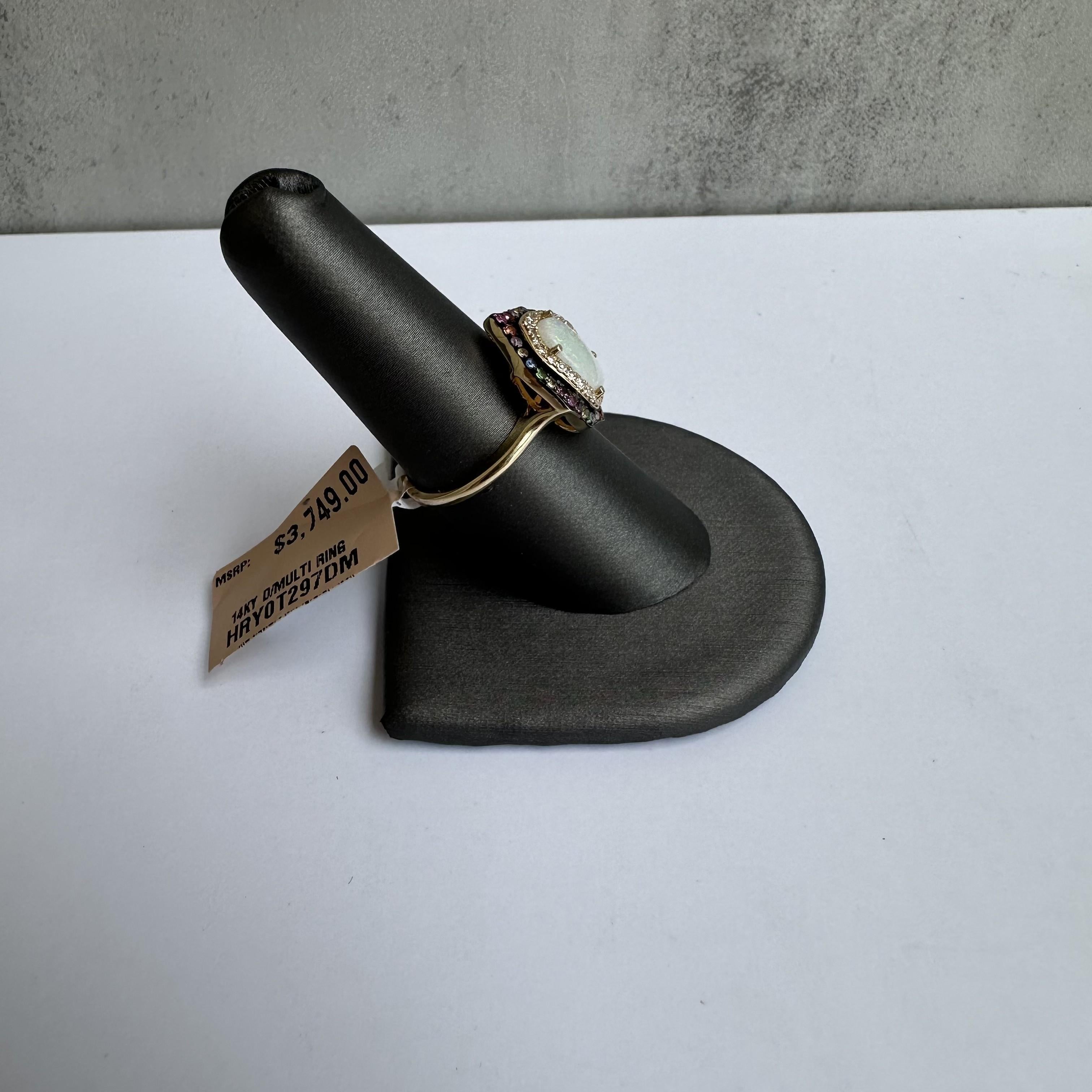 Designer Effy Opal, Diamant & gemischter Edelstein Ring in 14kt Gelbgold, Neu (Rundschliff)