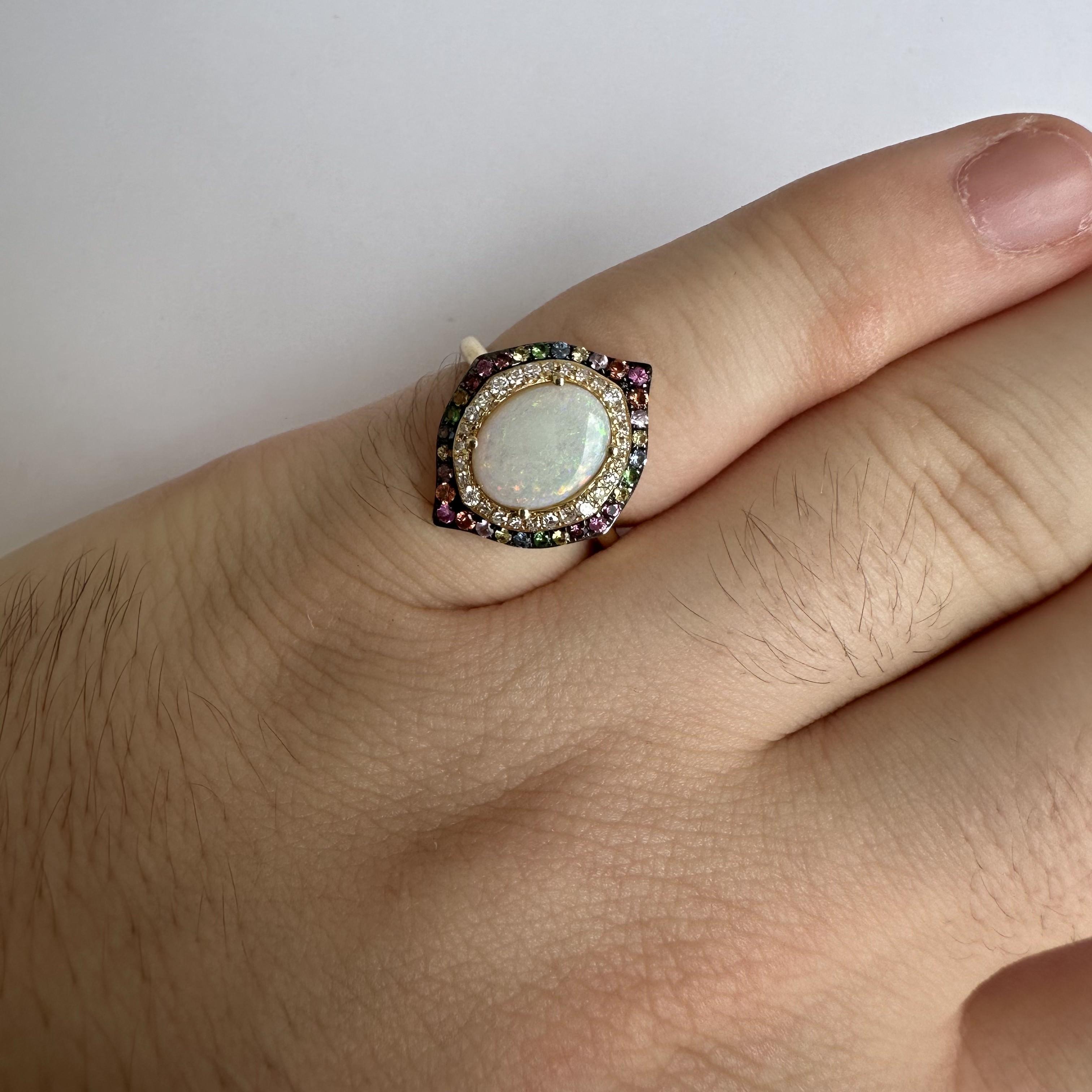 Designer Effy Opal, Diamant & gemischter Edelstein Ring in 14kt Gelbgold, Neu Damen