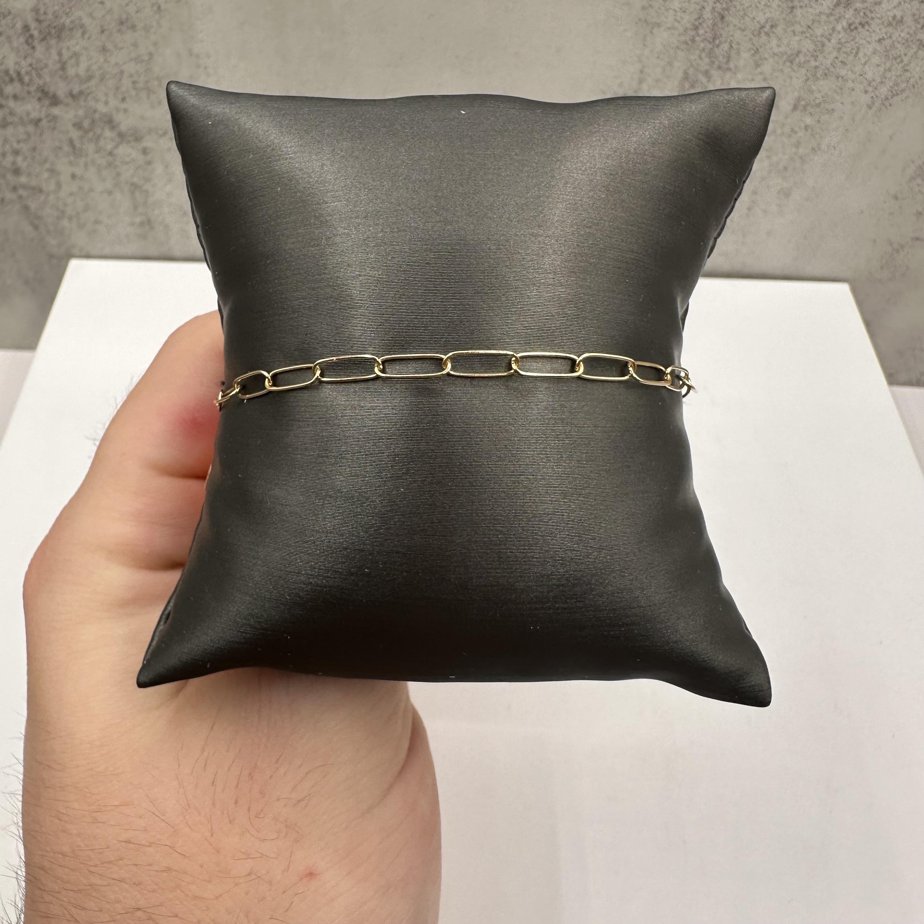 Designer Effy Perlenarmband in 14kt Gelbgold - 5,1mm Perlen, Büroklammerkette (Rundschliff)