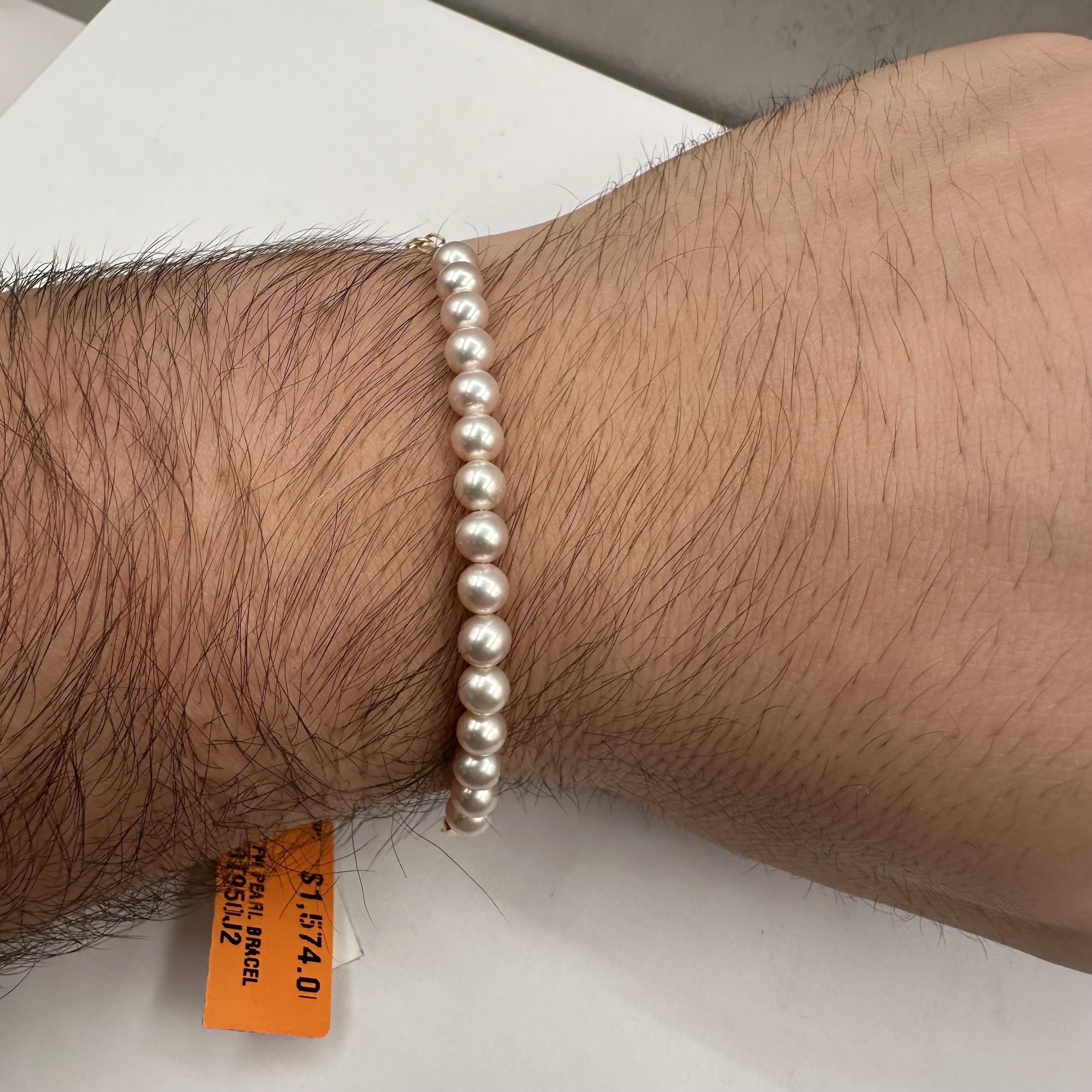 Designer Effy Perlenarmband in 14kt Gelbgold - 5,1mm Perlen, Büroklammerkette im Zustand „Neu“ in West Hempstead, NY