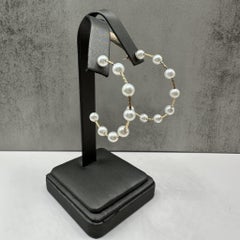 Designer Effy Pearl Hoops in 14kt Yellow Gold Freshwater Pearls Retail