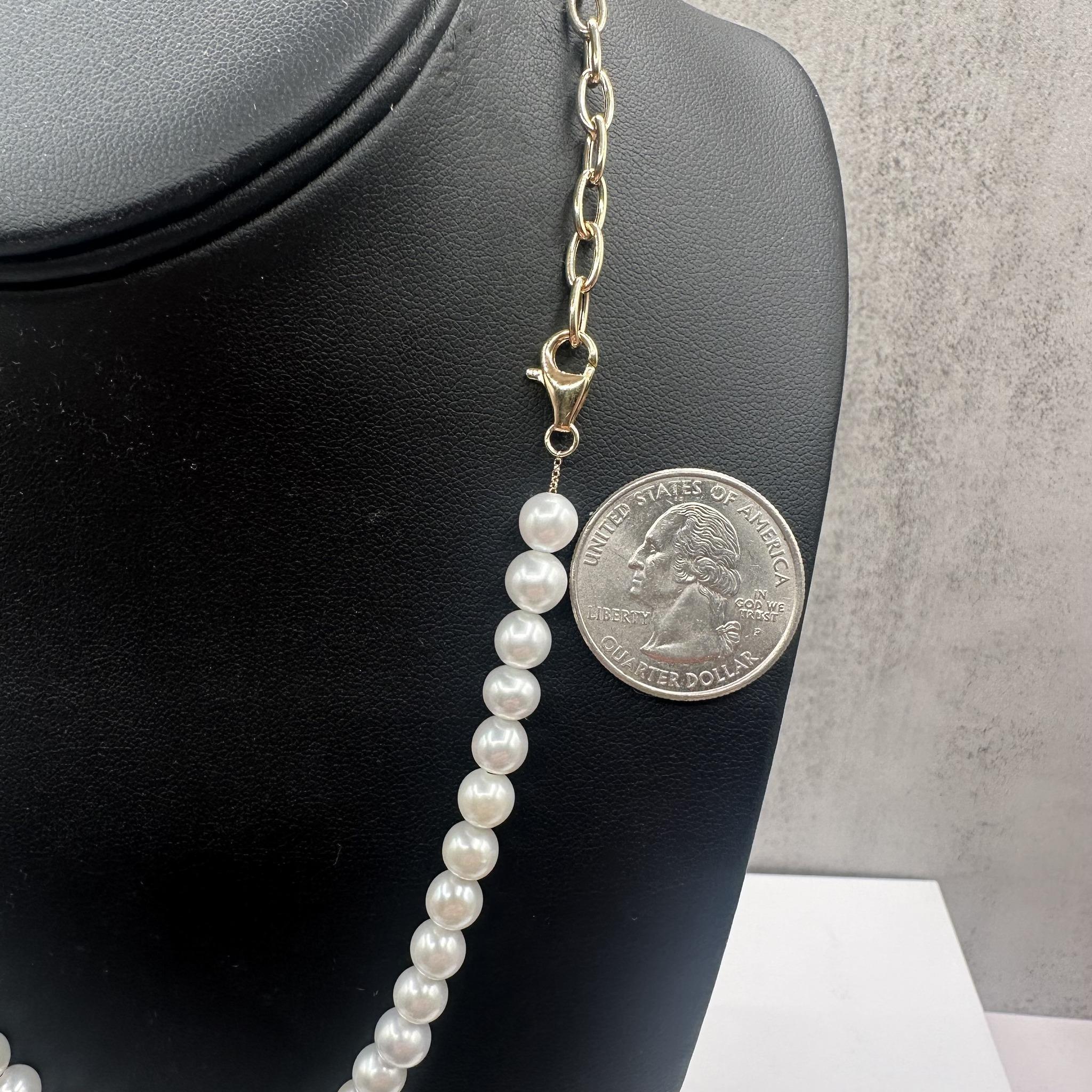 Women's Designer Effy Pearl Necklace in 14kt Yellow Gold For Sale