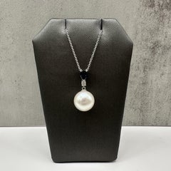 Designer Effy Pearl Sapphire Diamond Necklace 14kt White Gold NWT