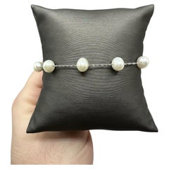 Pulsera de diseño Effy Pearl Station de oro blanco de 14 kt - Perlas Freshwater, 7,5