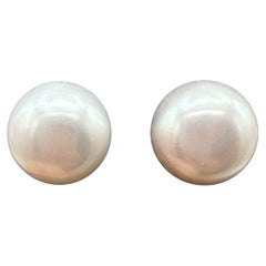 Designer Effy Pearl Stud Earrings 14kt Yellow Gold 11.4mm NWT