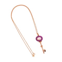 Designer EFFY Ruby Open Key Gold Pendant Necklace Estate Fine Jewelry