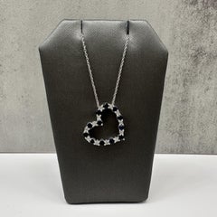 Designer Effy Sapphire Diamond Heart Necklace Sterling Silver 1.37ctw NWT