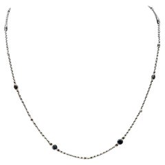 Designer Effy Sapphire Diamond Station Necklace 14kt White Gold NWT