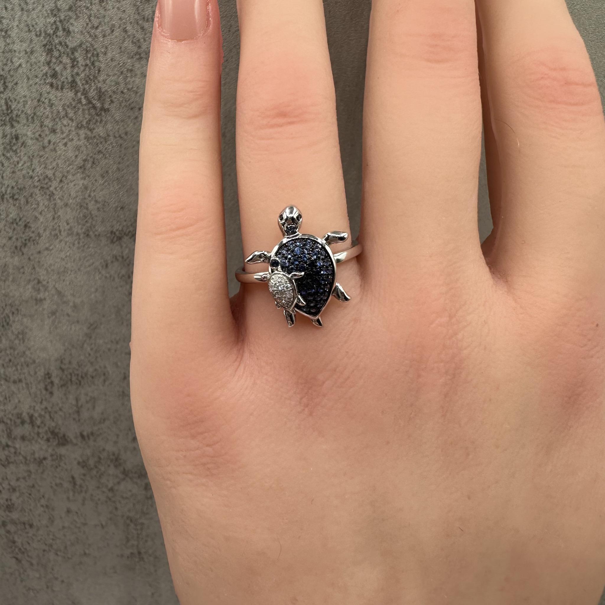 Designer Effy Saphir & Diamant Schildkröte Ring in 14kt Weißgold - 0,25ctw, NWT im Zustand „Neu“ im Angebot in West Hempstead, NY
