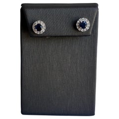 Designer-Ohrringe von Effy aus Sterlingsilber mit Saphiren und Diamanten – neu mit Etikett