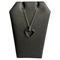 Designer Effy Sterling Silver Sapphire Heart Necklace - 0.29ctw Sapphires