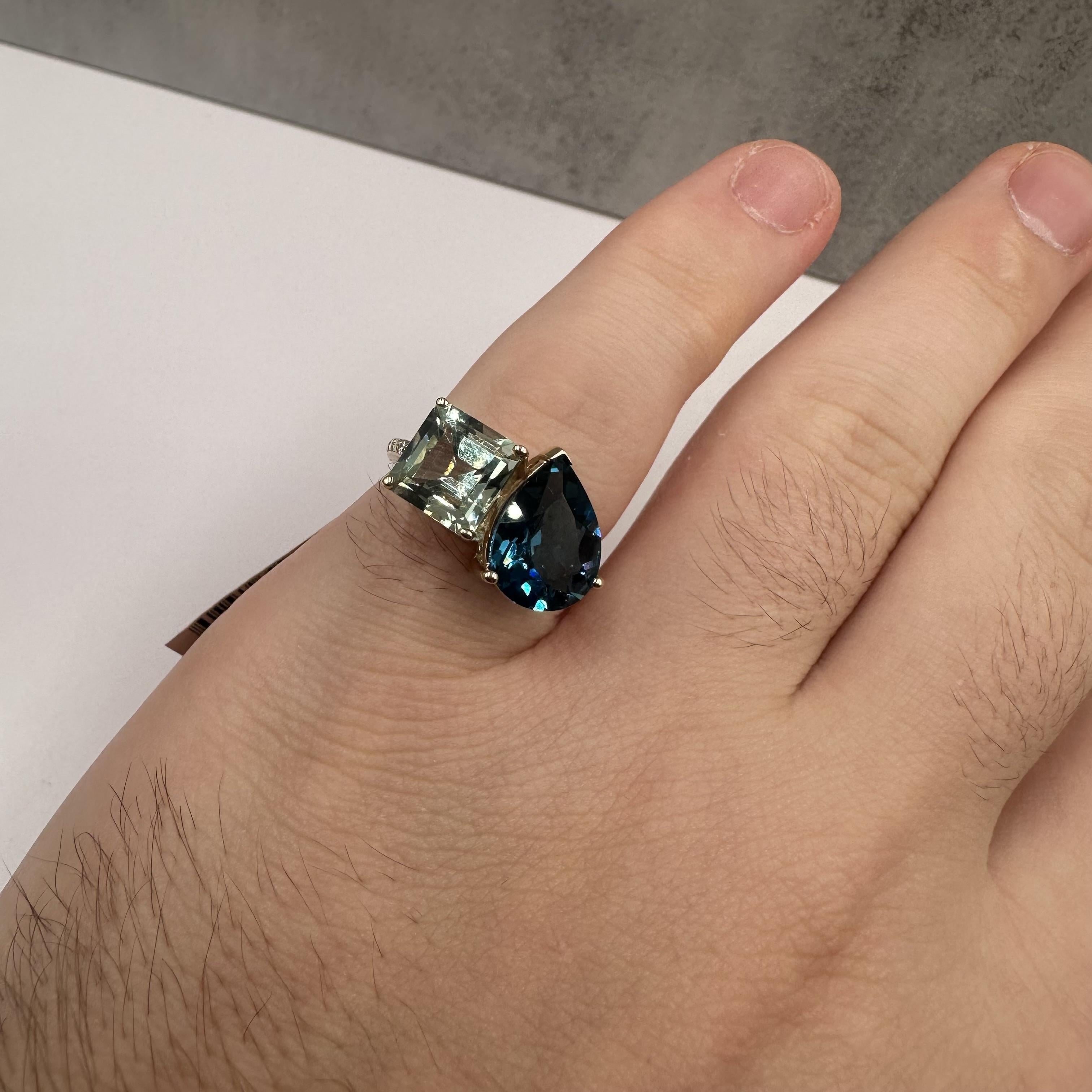 Designer Effy Two Stone Ring in 14kt Yellow Gold – 5.85ctw, Size 7, NWT In New Condition For Sale In West Hempstead, NY