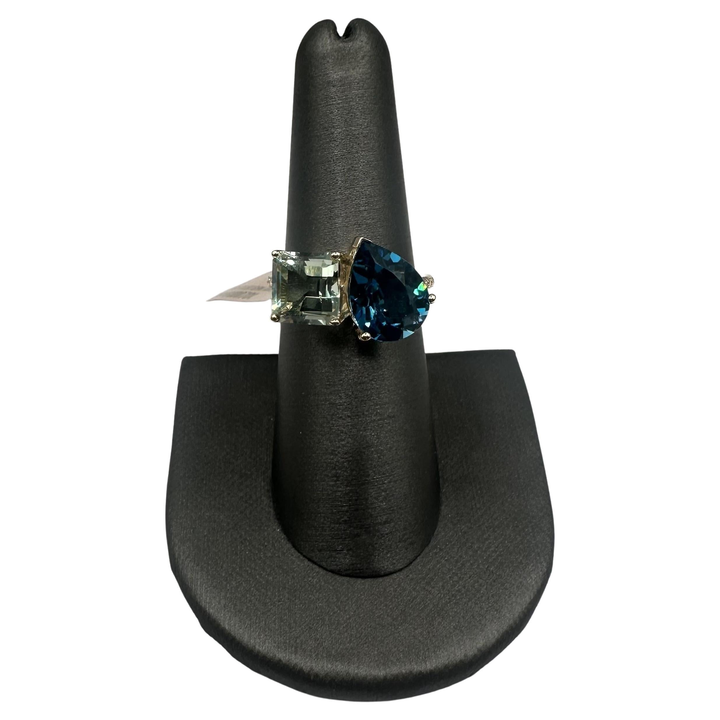 Designer Effy Two Stone Ring in 14kt Yellow Gold – 5.85ctw, Size 7, NWT For Sale