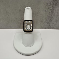 Designer Effy White Topaz Diamond Enamel Ring 14kt Gold 9.80ct NWT