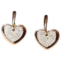 Designer Effy's 0.18 Ct Diamond Two Hearts Post Back Earrings 14 Kt Rose Gold