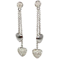 Designer Effy's 0.25 Carat Diamond Two Hearts Dangling/Drop Earrings 14 Kt Gold