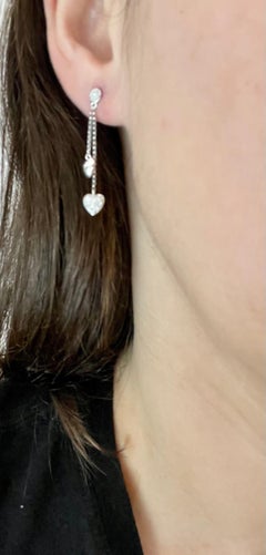 Designer Effy's 0.25 Carat Diamond Two Hearts Dangling/Drop Earrings 14 Kt Gold